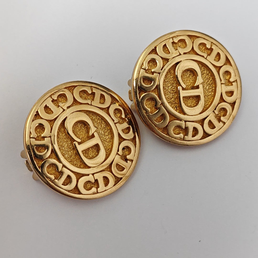 Petit CD Metal Gold Clip On Earrings