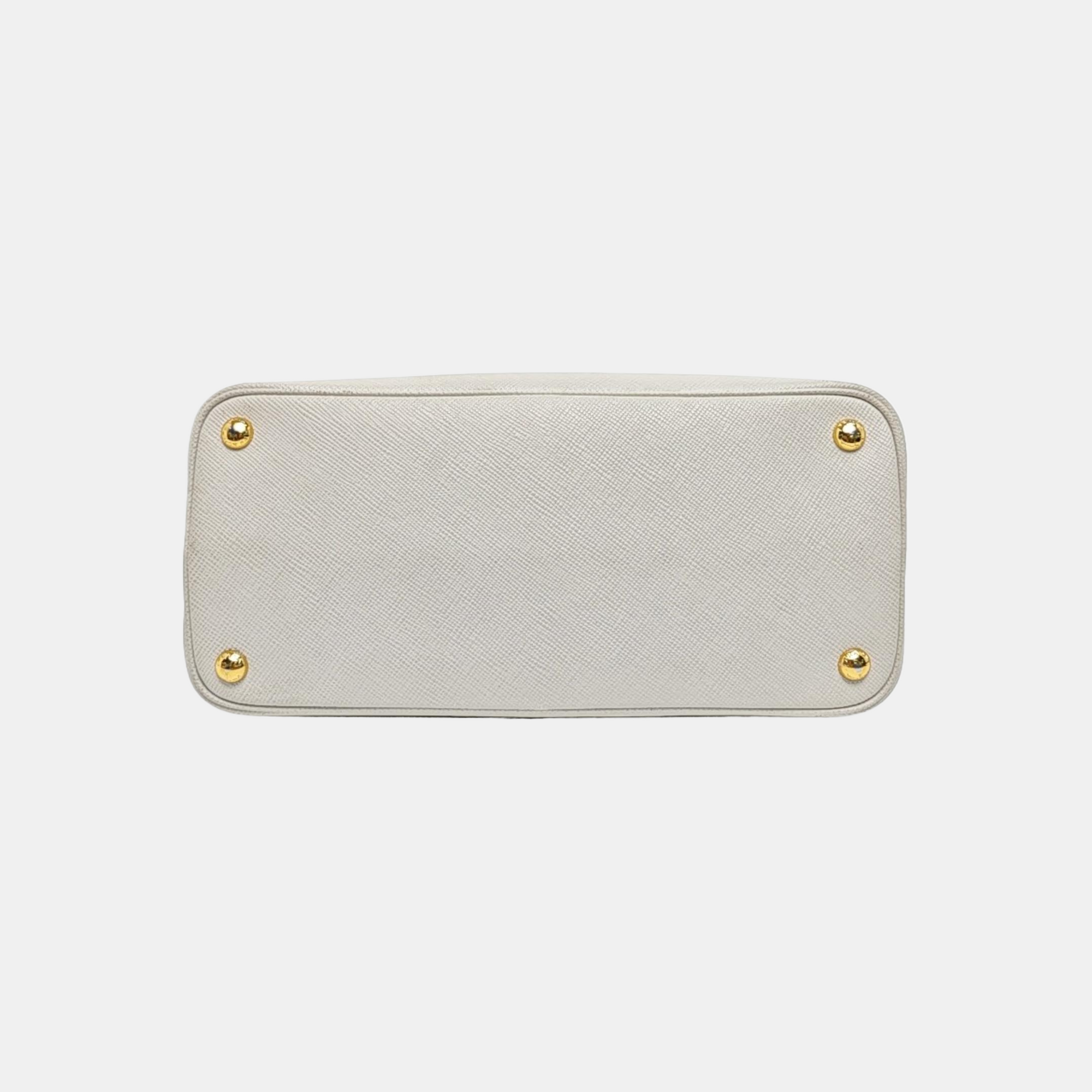 Double Medium Saffiano Calfskin White