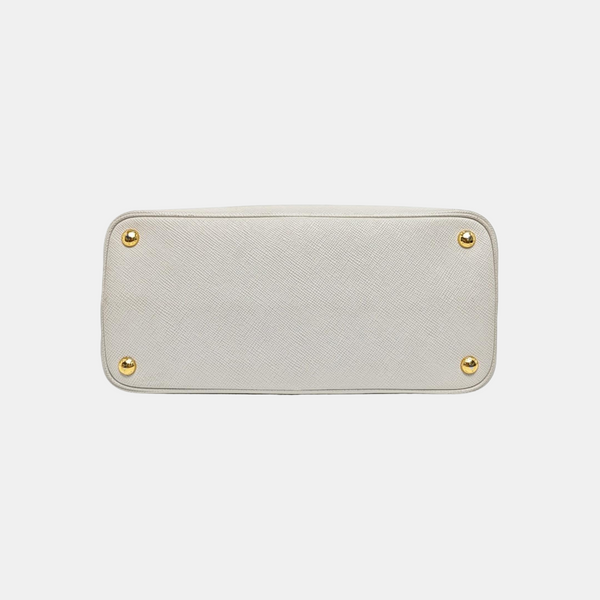 Double Medium Saffiano Calfskin White