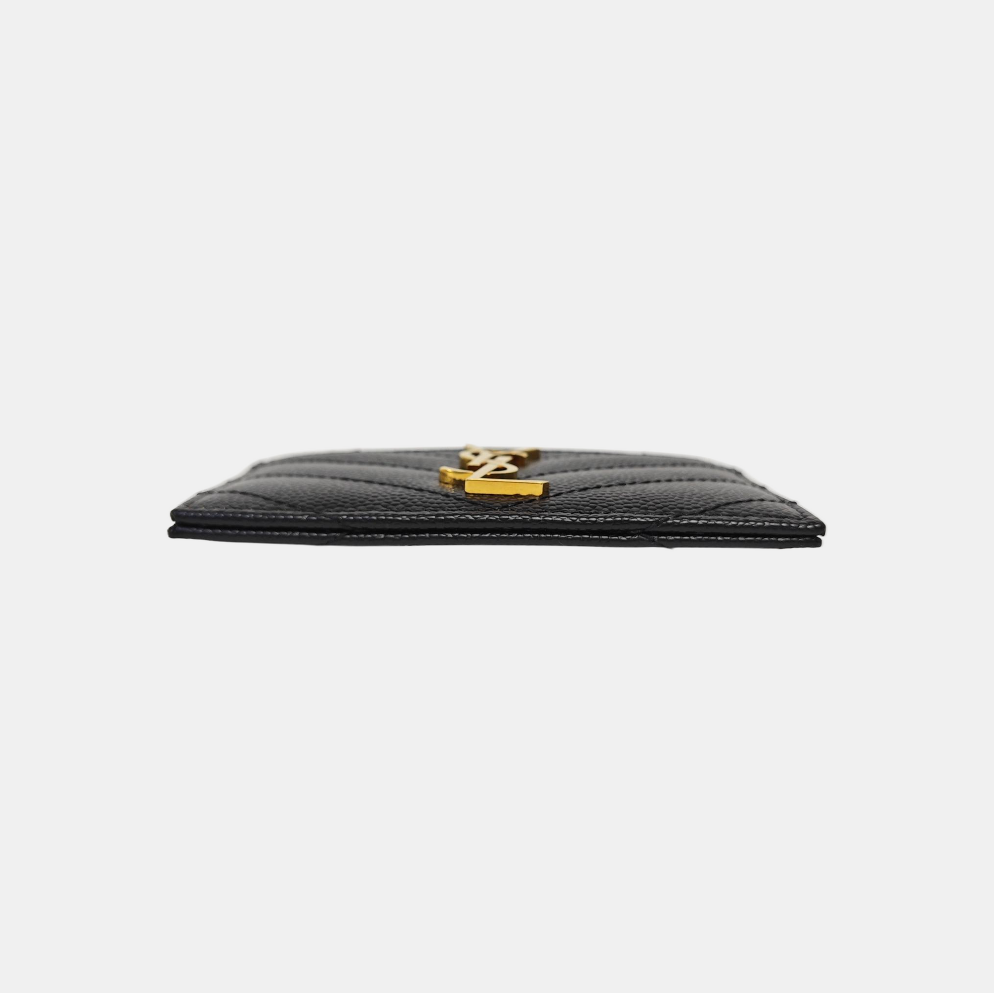 MONOGRAM Chevron Calfskin Black Card Holder