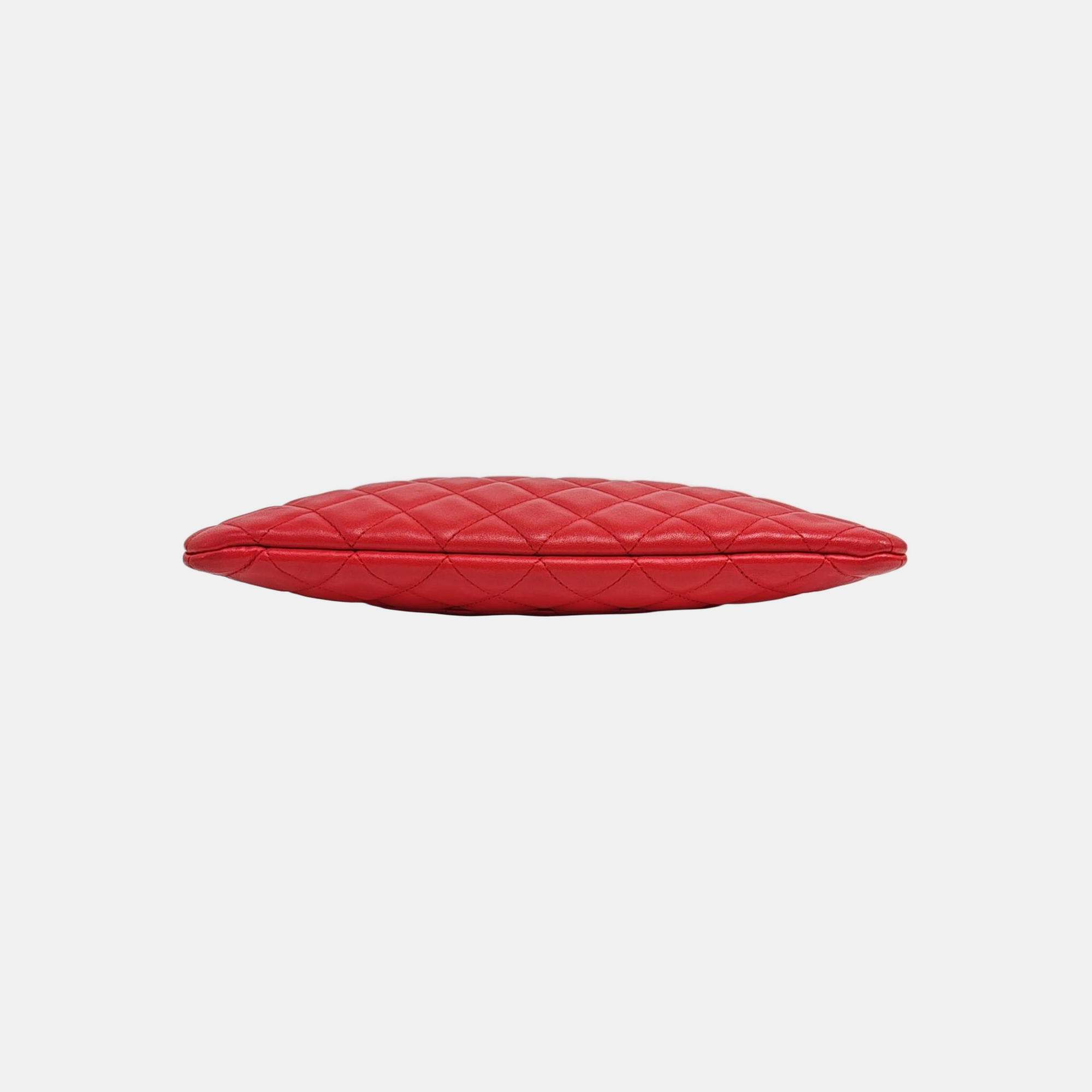 Quilted Lambskin Clutch Red