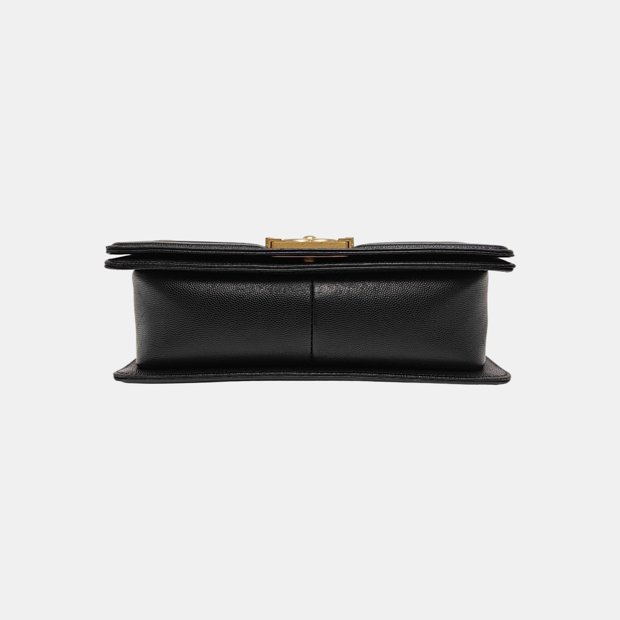 BOY CHANEL Medium Quilted Grained Calfskin Black