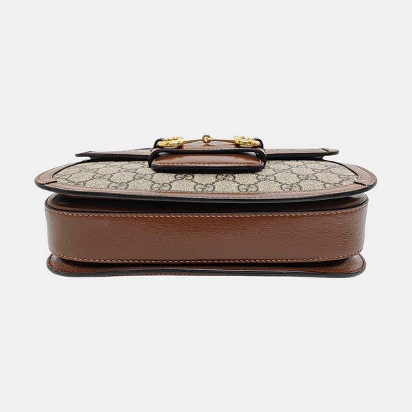 Horsebit 1955 Medium Monogram Coated Canvas Beige