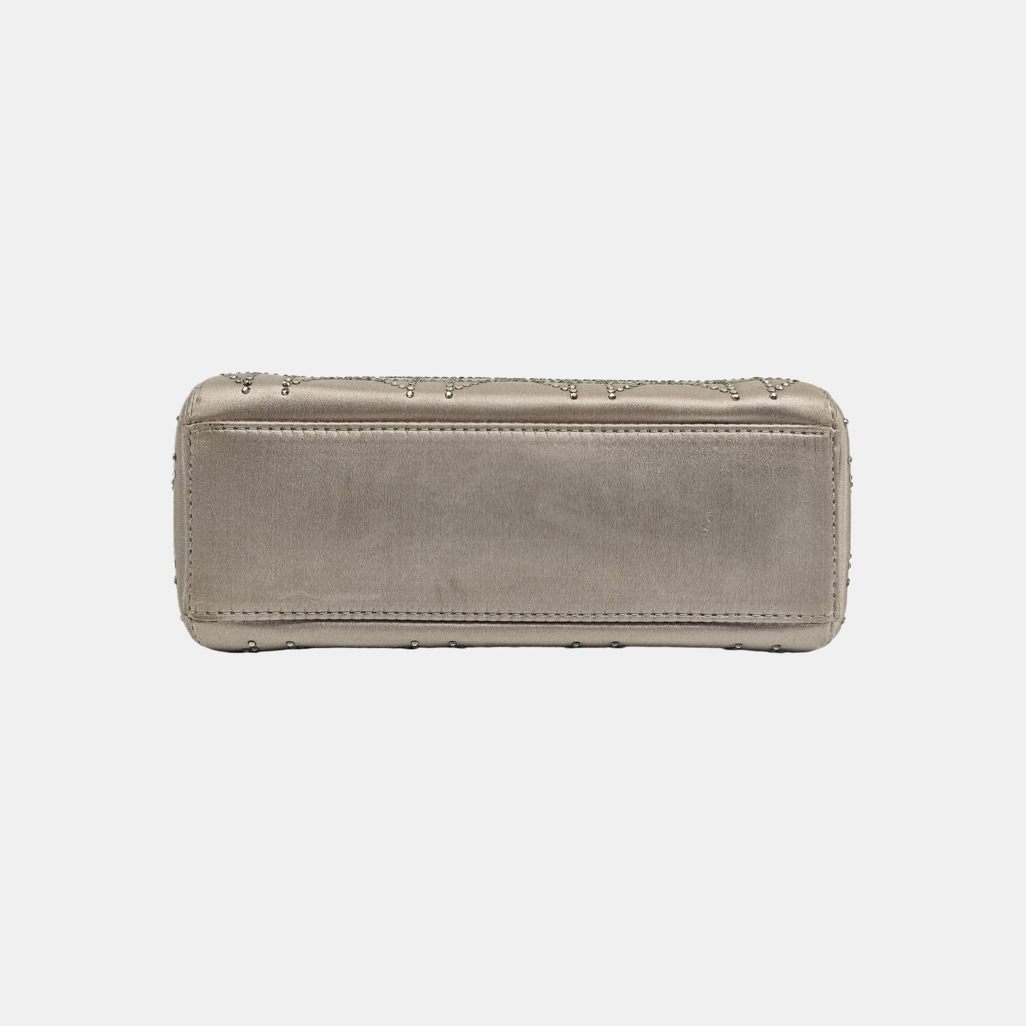 Lady Dior Mini Cannage Silk Satin Gray