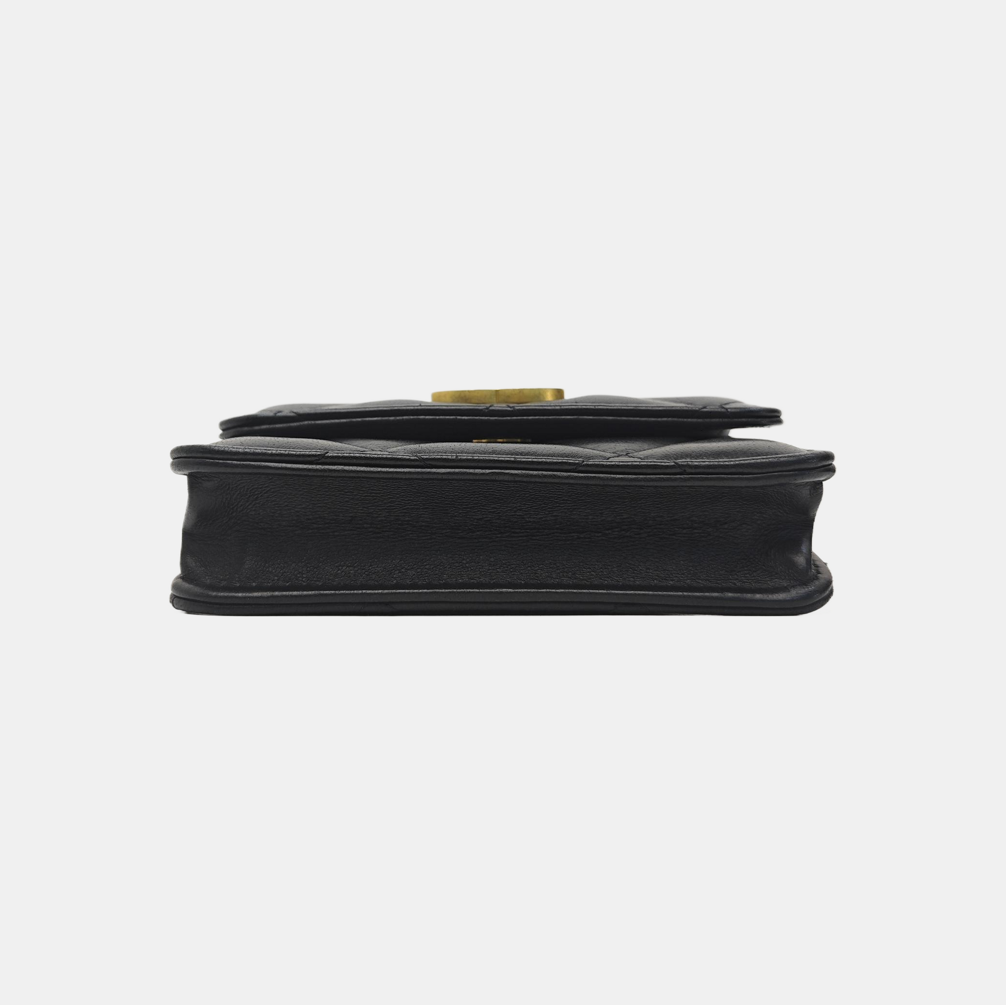 Quilted Lambskin Shoulder Bag Black