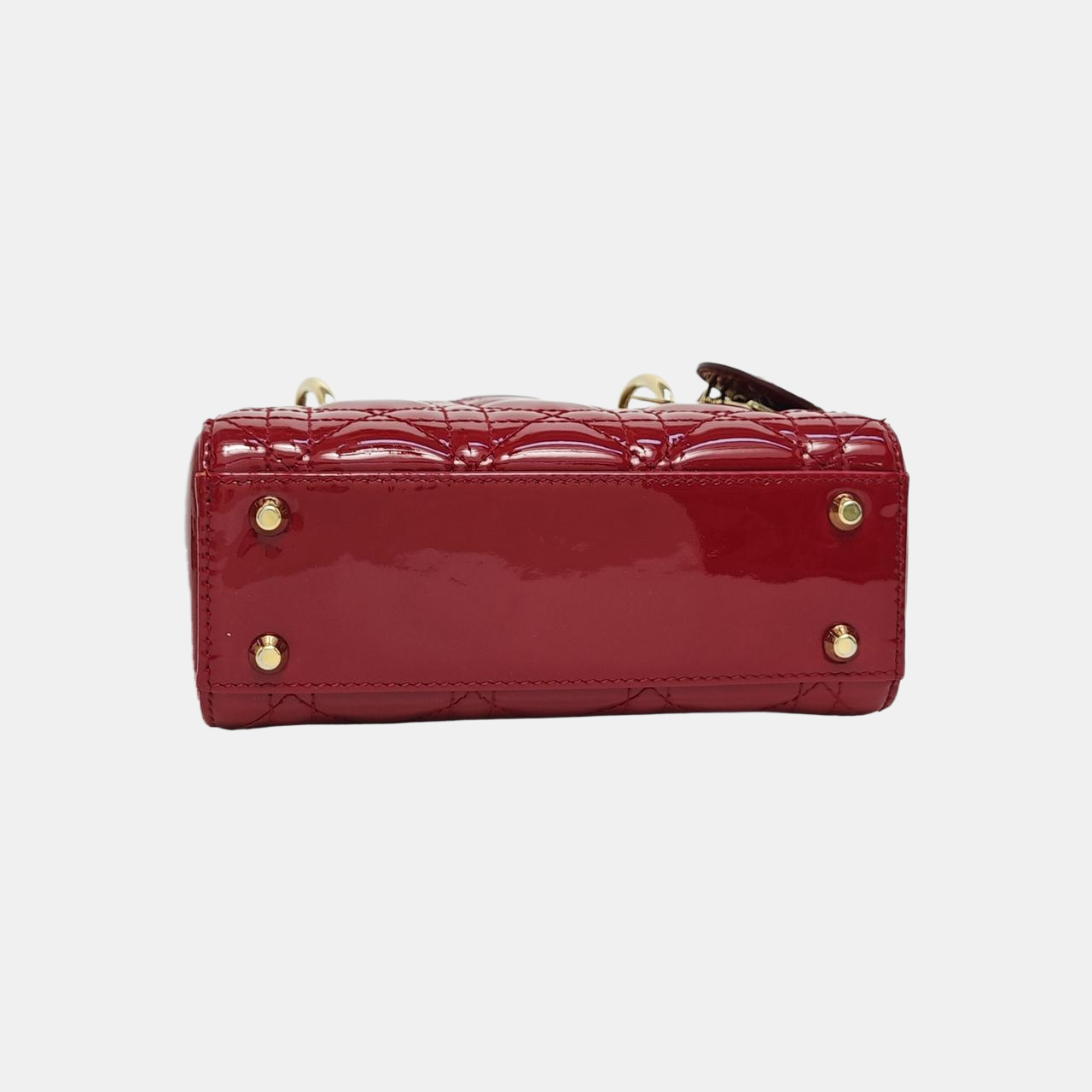 Authenticated pre-owned  Lady Dior Mini Quilted Patent Calfskin Red - Tote Bag at Looply