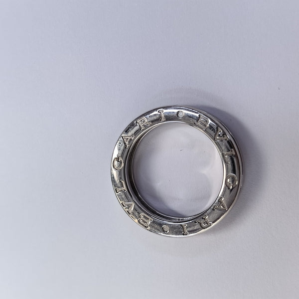 B.ZERO1 18k White Gold Silver Ring EU 49