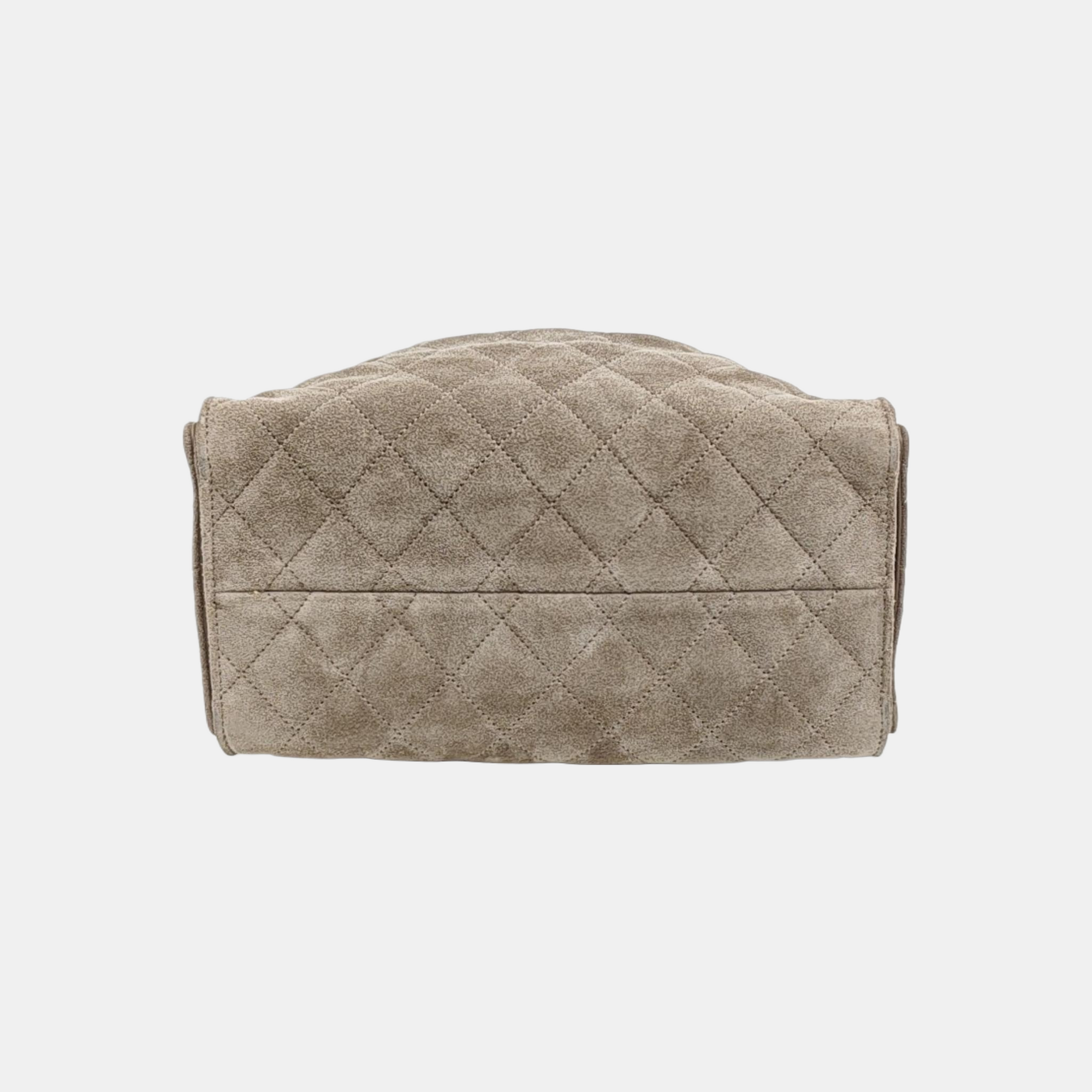 CHANEL 25 Small Quilted Suede Gray