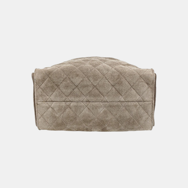 CHANEL 25 Small Quilted Suede Gray