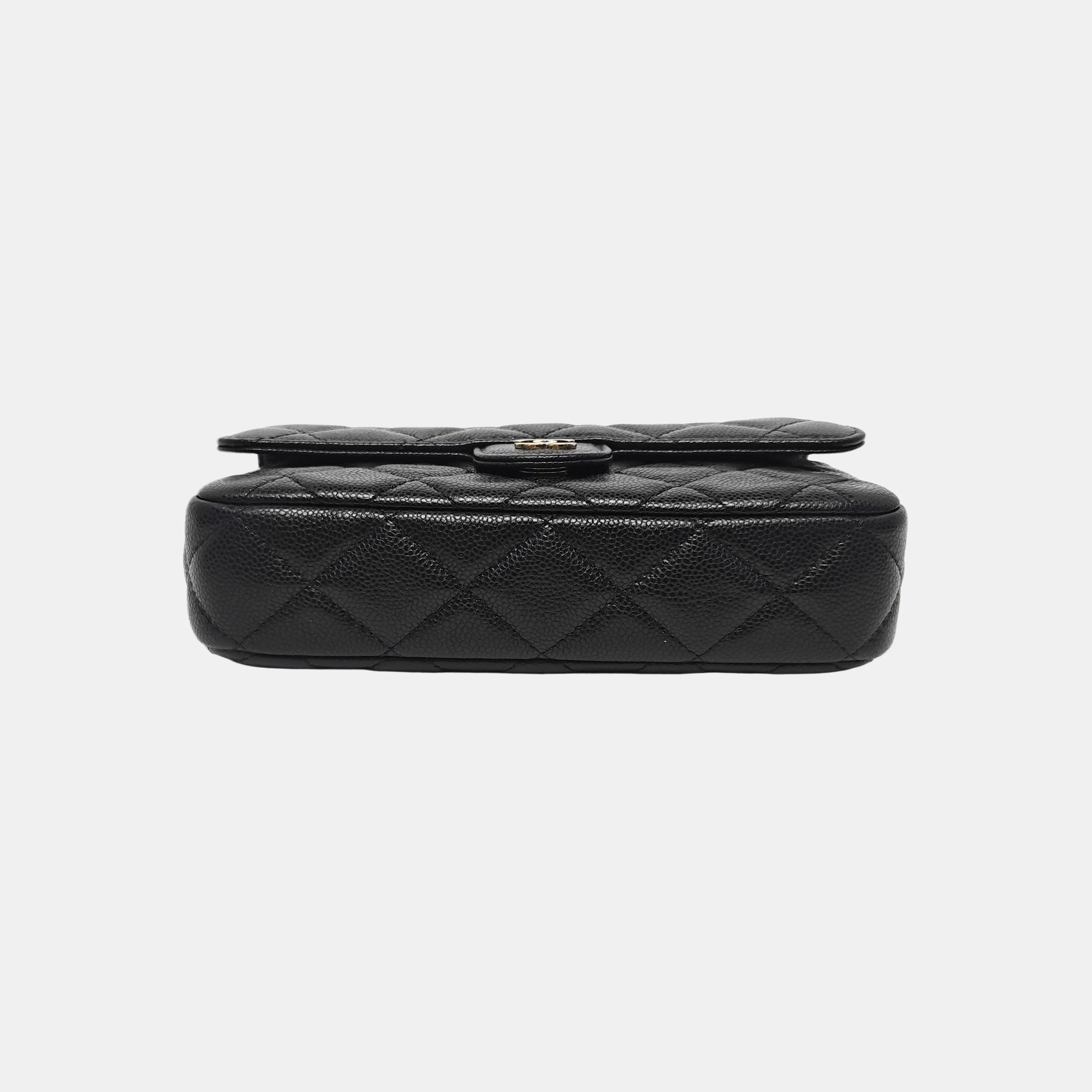 CLASSIC FLAP Mini Quilted Grained Calfskin Black