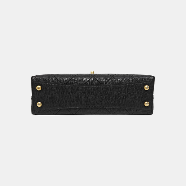 Quilted Grained Calfskin Shoulder Bag Black