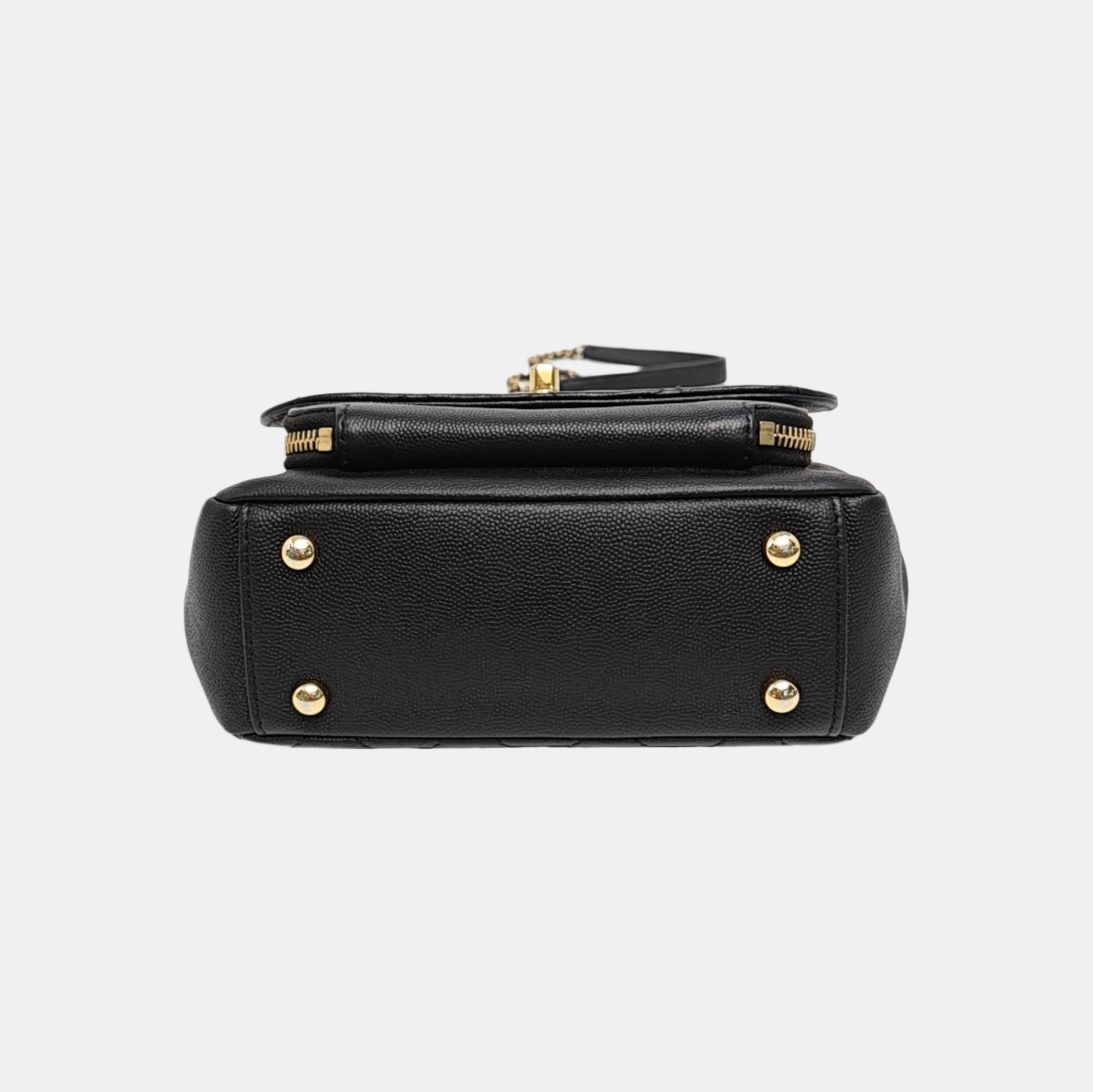 BUSINESS AFFINITY Small Quilted Grained Calfskin Black
