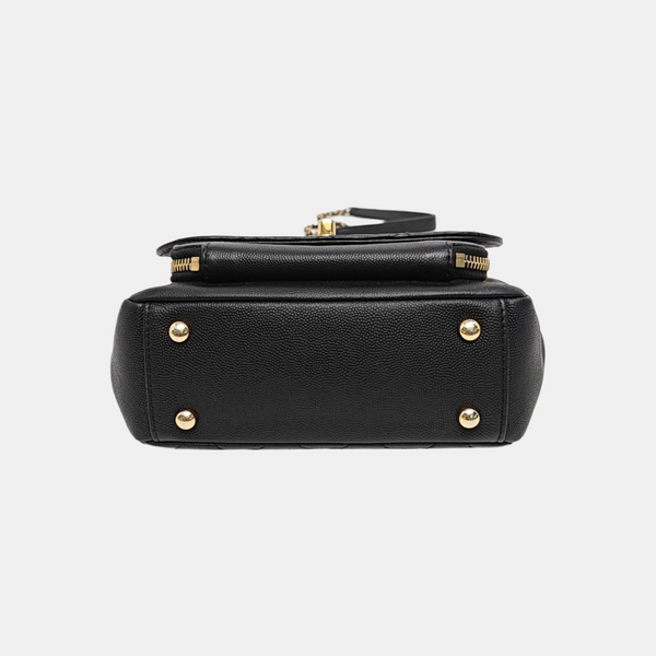 BUSINESS AFFINITY Small Quilted Grained Calfskin Black