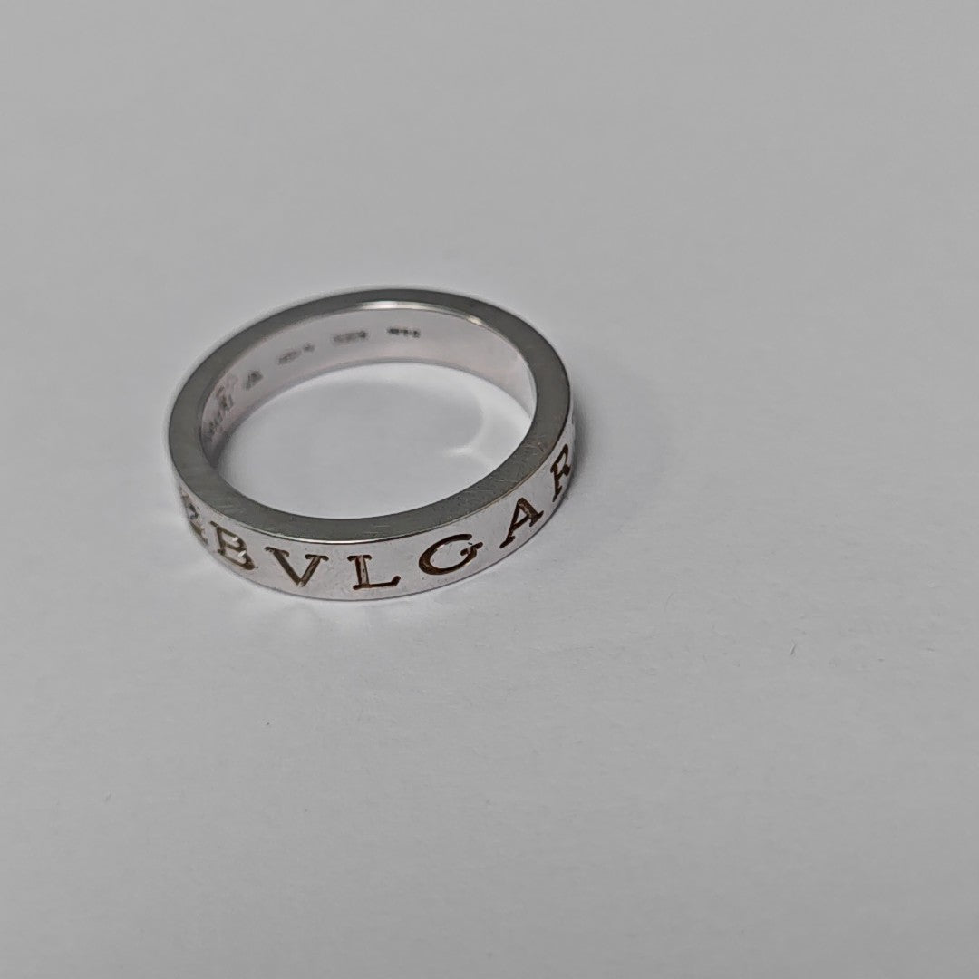 B.ZERO1 18k White Gold Silver Ring EU 57