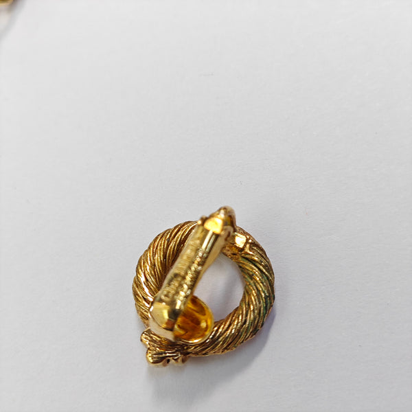 Twist Round Metal Gold Clip On Earrings