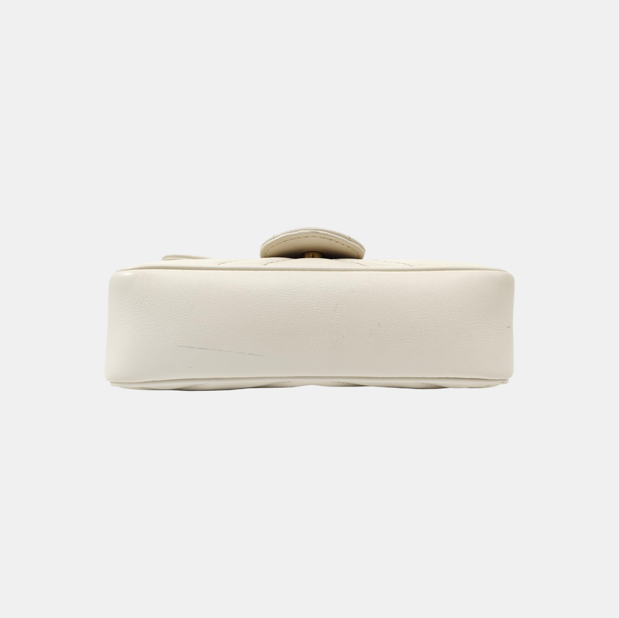 GG Marmont Mini Quilted Calfskin White
