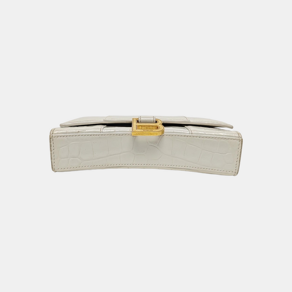 Hourglass Wallet On Chain Mini Calfskin White