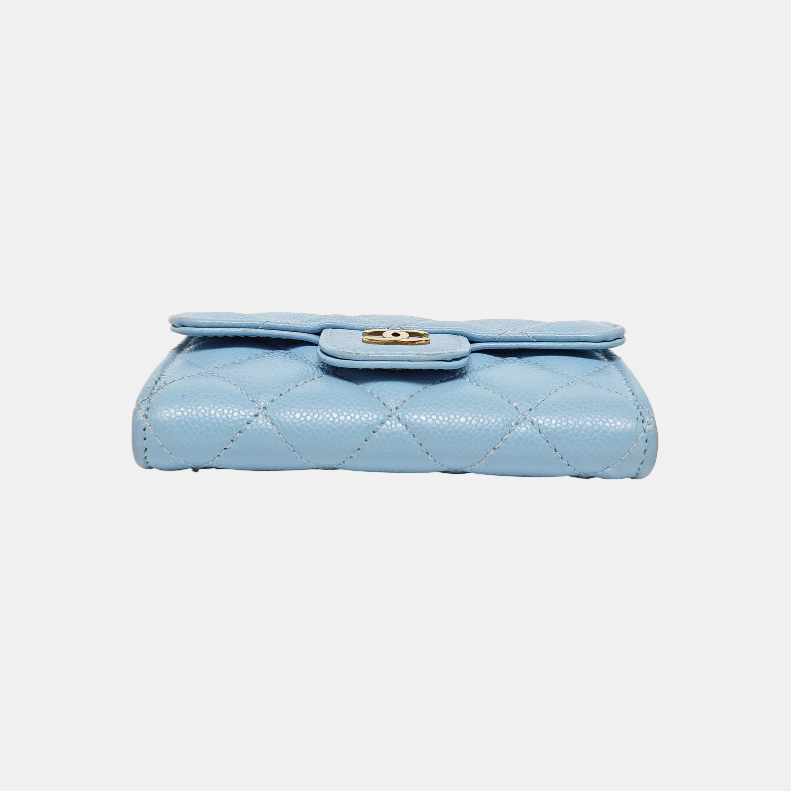 CLASSIC FLAP Quilted Grained Calfskin Blue Card Holder