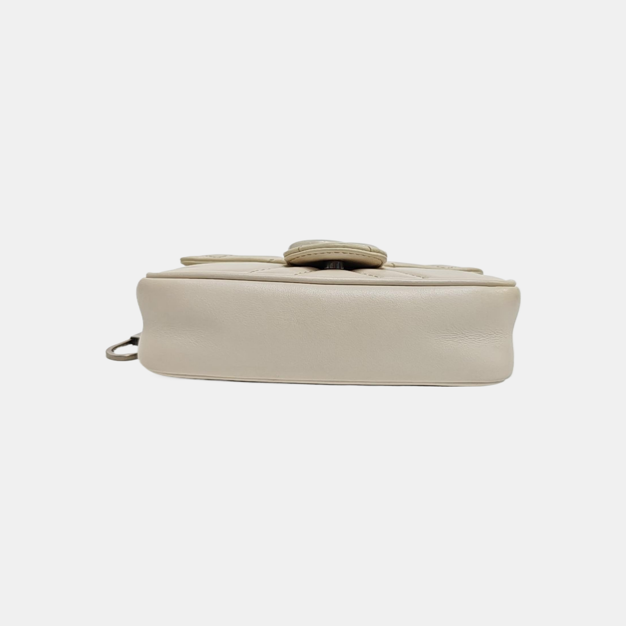 GG Marmont Mini Quilted Calfskin White