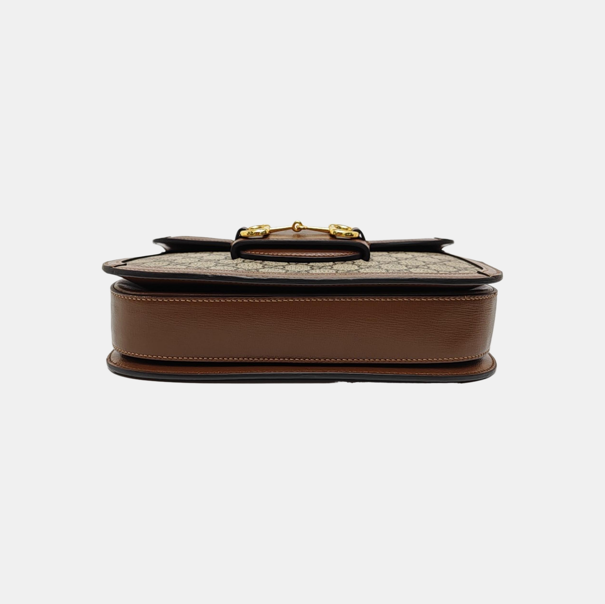 Horsebit 1955 Medium Monogram Coated Canvas Beige