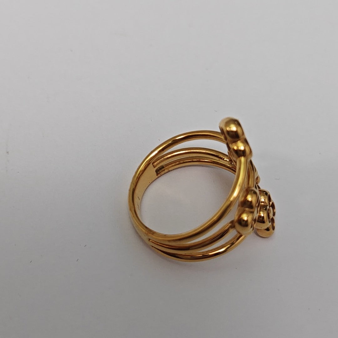 FLOWER FULL Brass Gold Ring EU 56