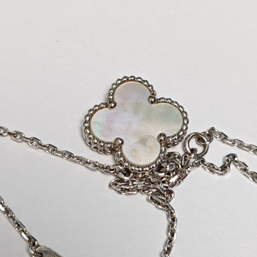 Vintage Alhambra 18k White Gold Silver Necklace