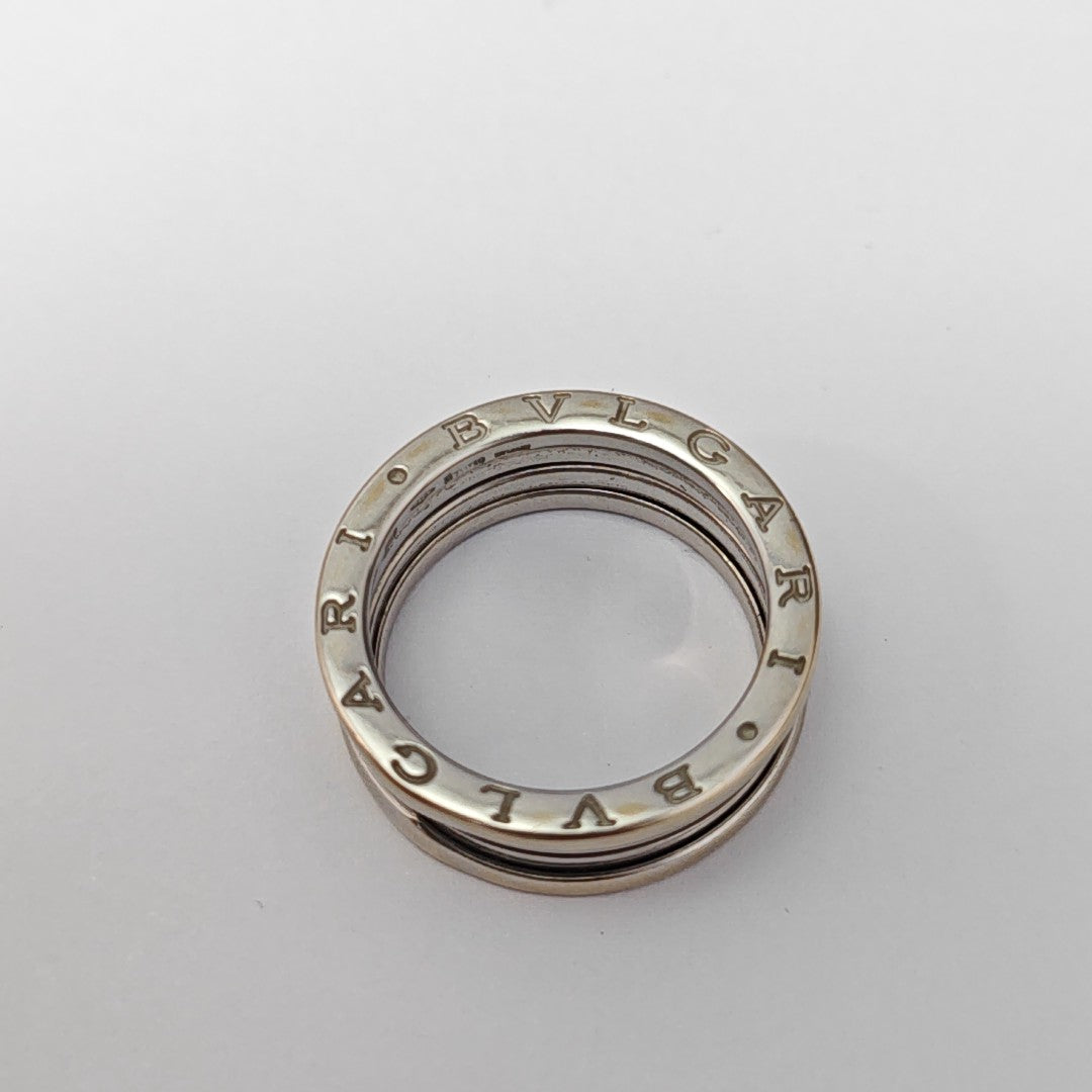 B.ZERO1 18k White Gold Silver Ring EU 59