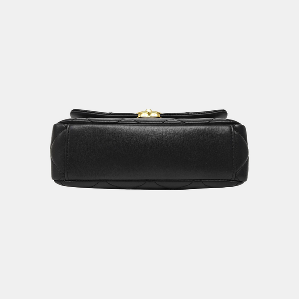Quilted Lambskin Shoulder Bag Black