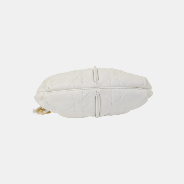 Cannage Calfskin Shoulder Bag White