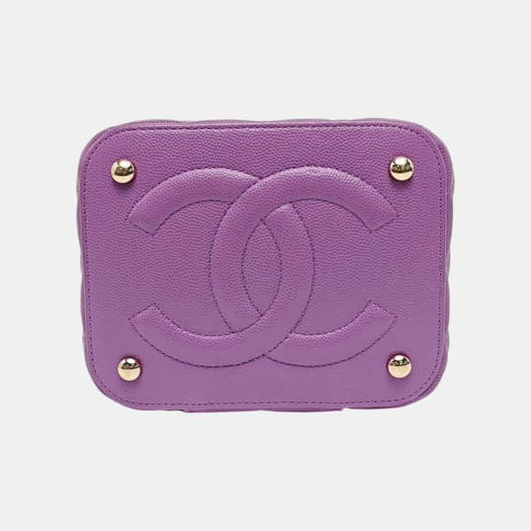 VANITY CASE Quilted Grained Calfskin Purple
