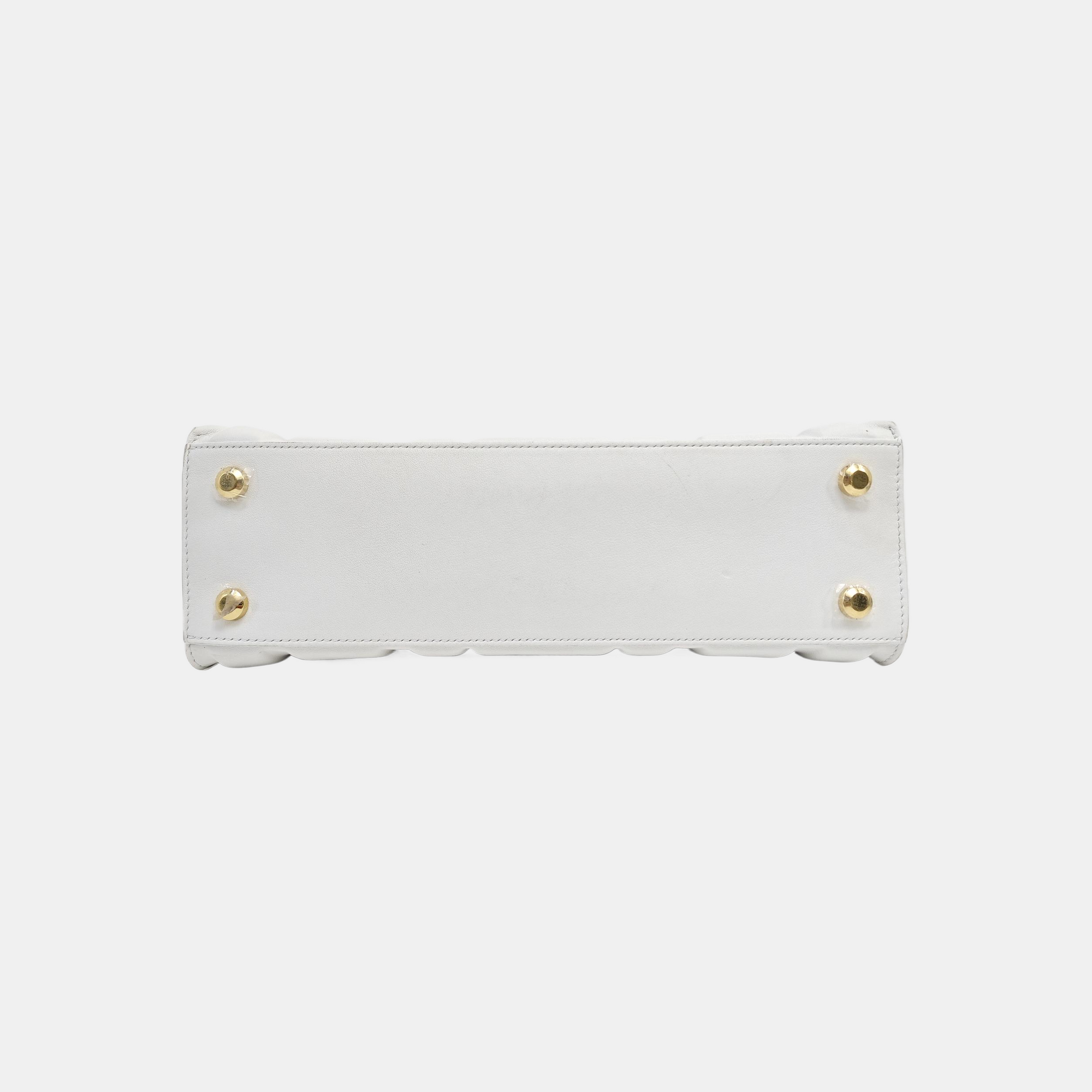 Quilted Calfskin Top Handle Bag White