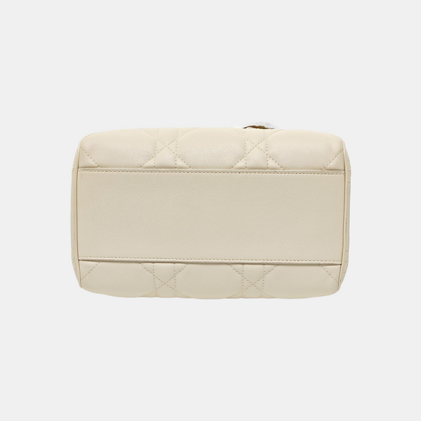 Cannage Calfskin Shoulder Bag White