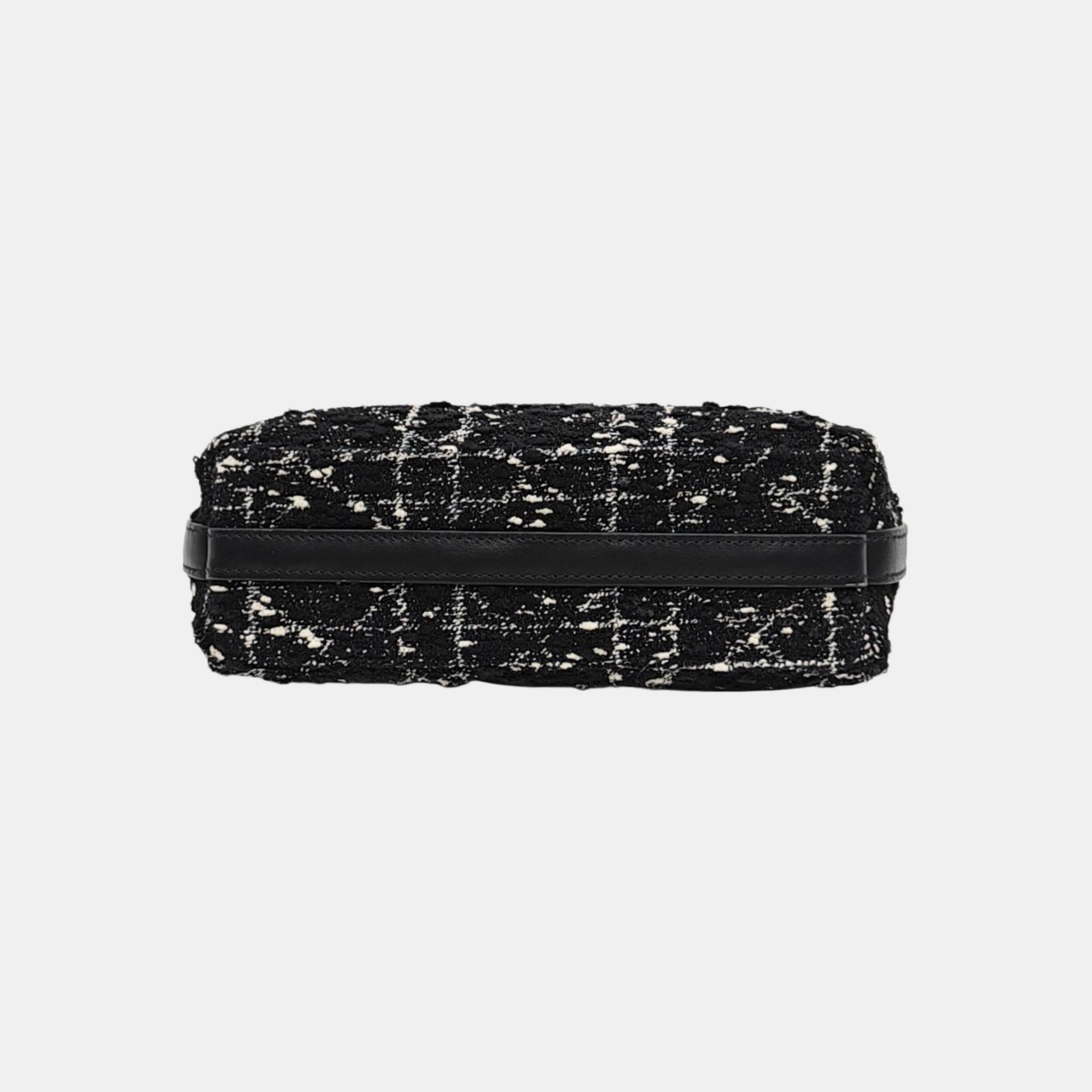 Quilted Fabric Shoulder Bag Black