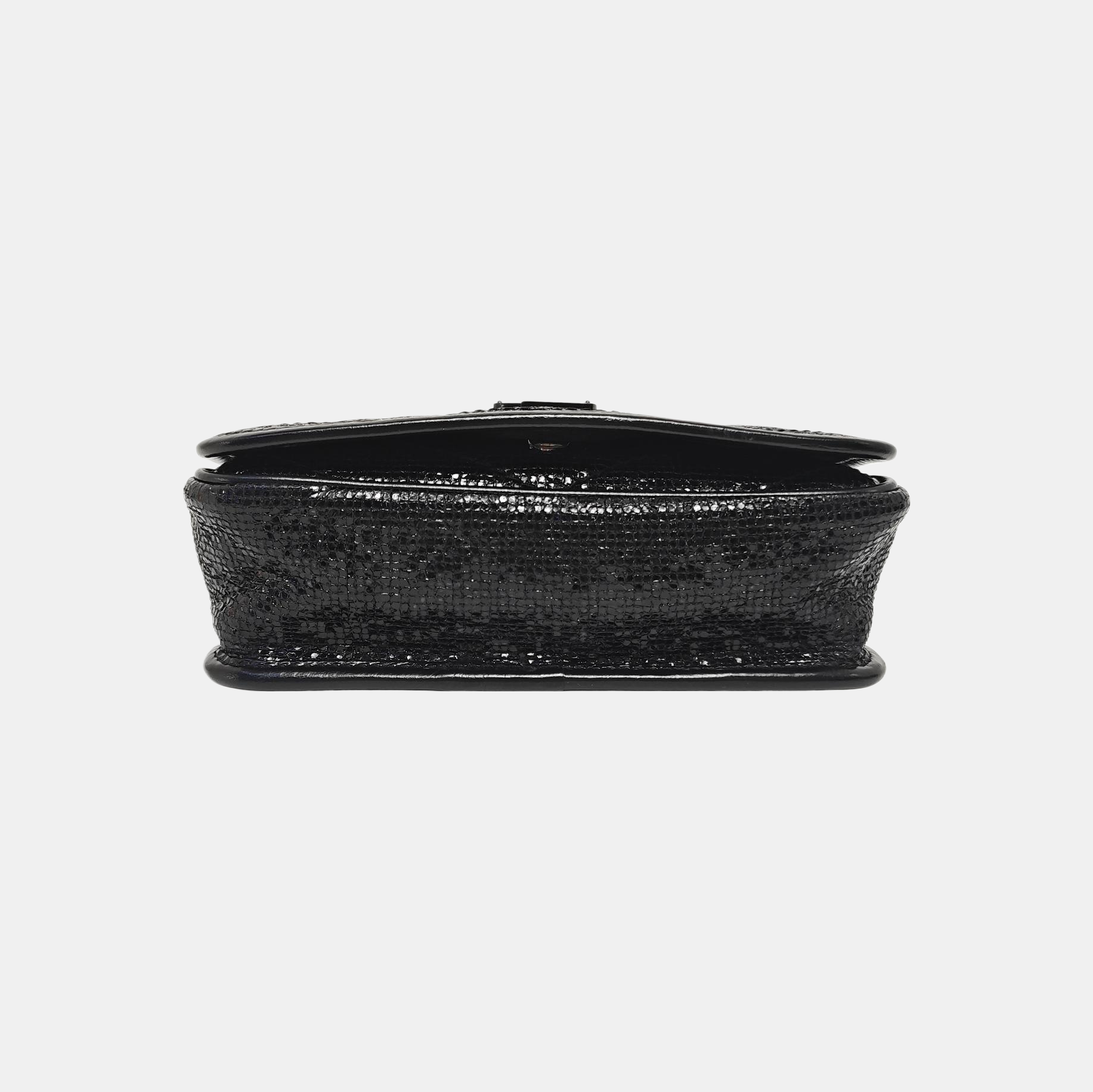 Chevron Leather Shoulder Bag Mini Black