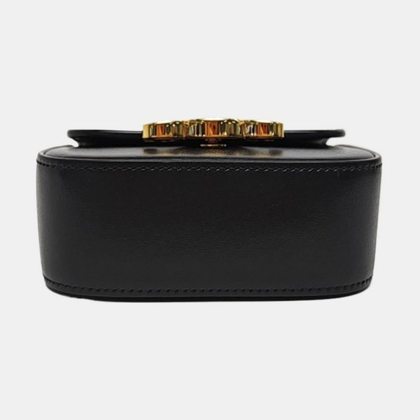 TRIOMPHE Piel de Becerro Negra Minibolso