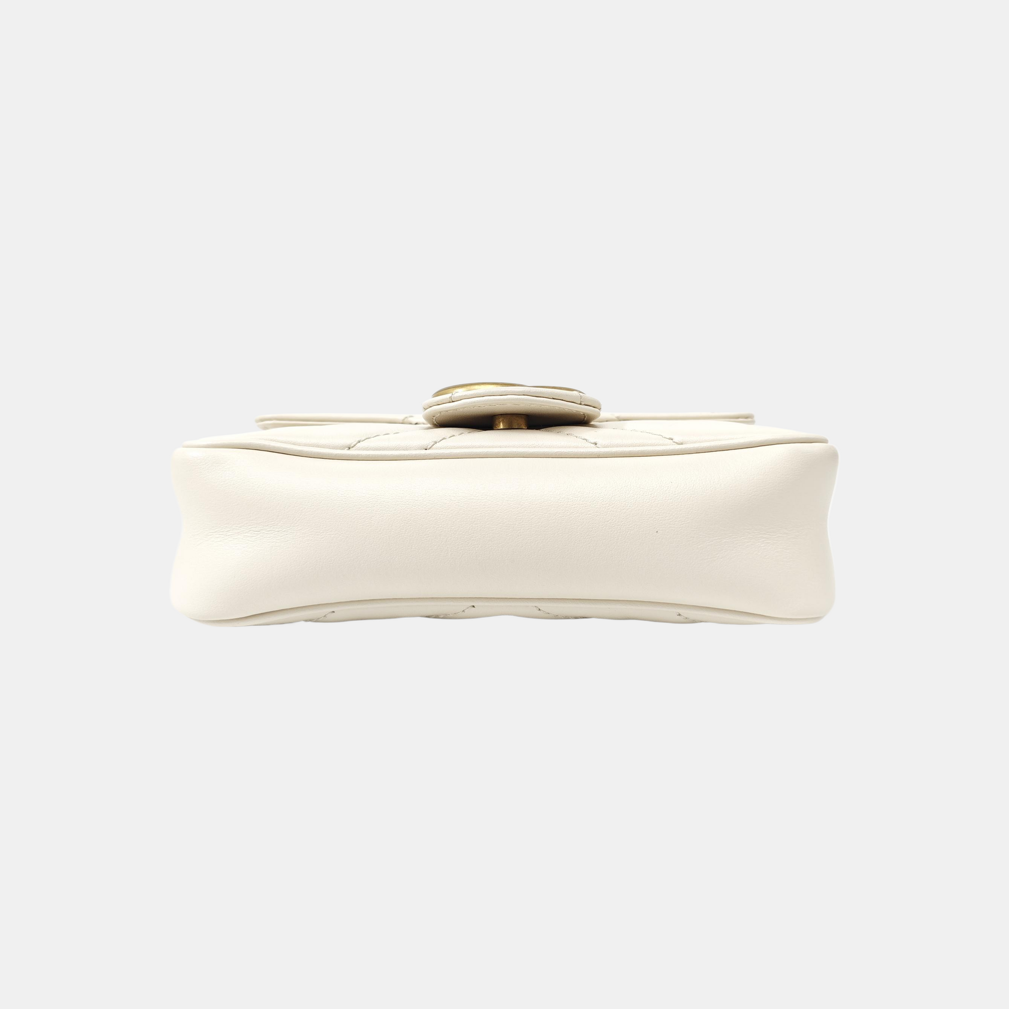 GG Marmont Mini Quilted Calfskin White
