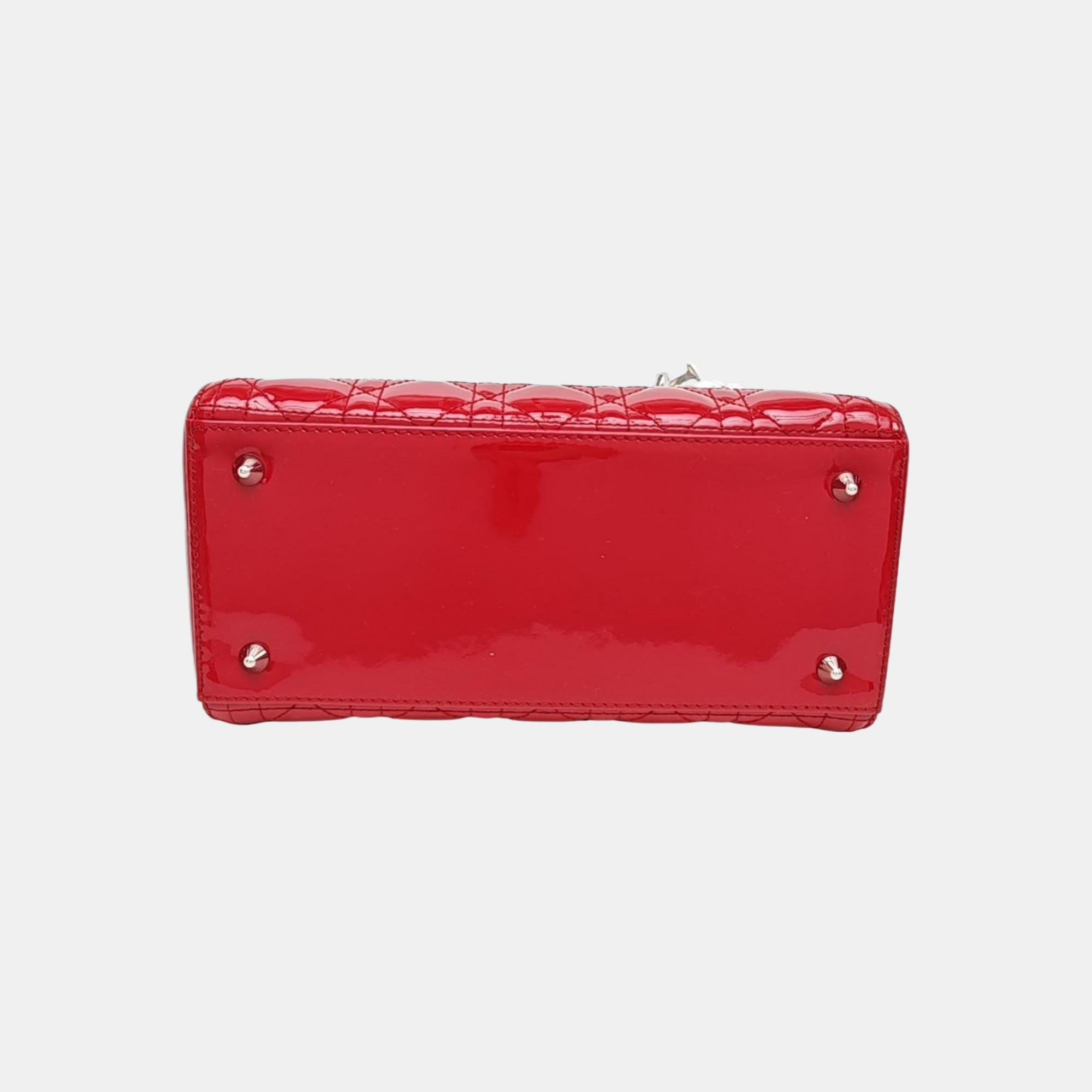 Lady Dior Medium Cannage Patent Leather Red