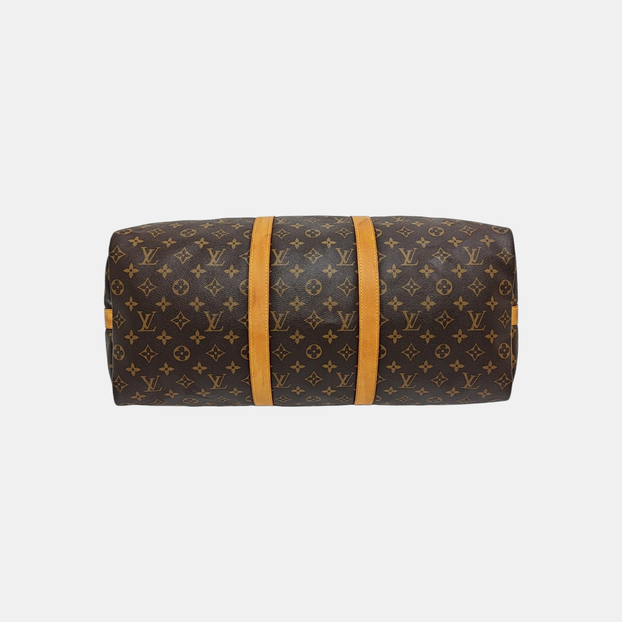 KEEPALL 50 Monogram Coated Canvas Brown