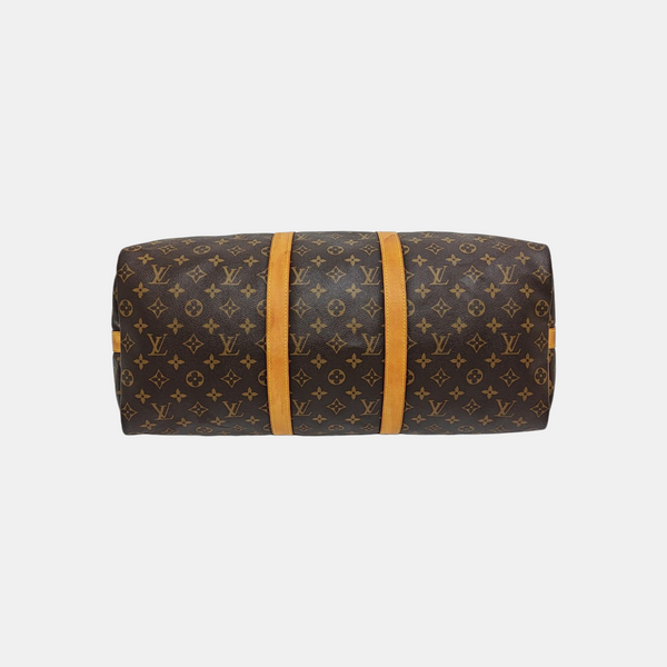 KEEPALL 50 Monogram Coated Canvas Brown