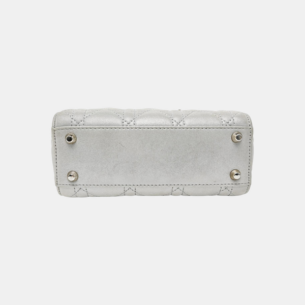 Lady Dior Mini Cannage Lambskin Silver