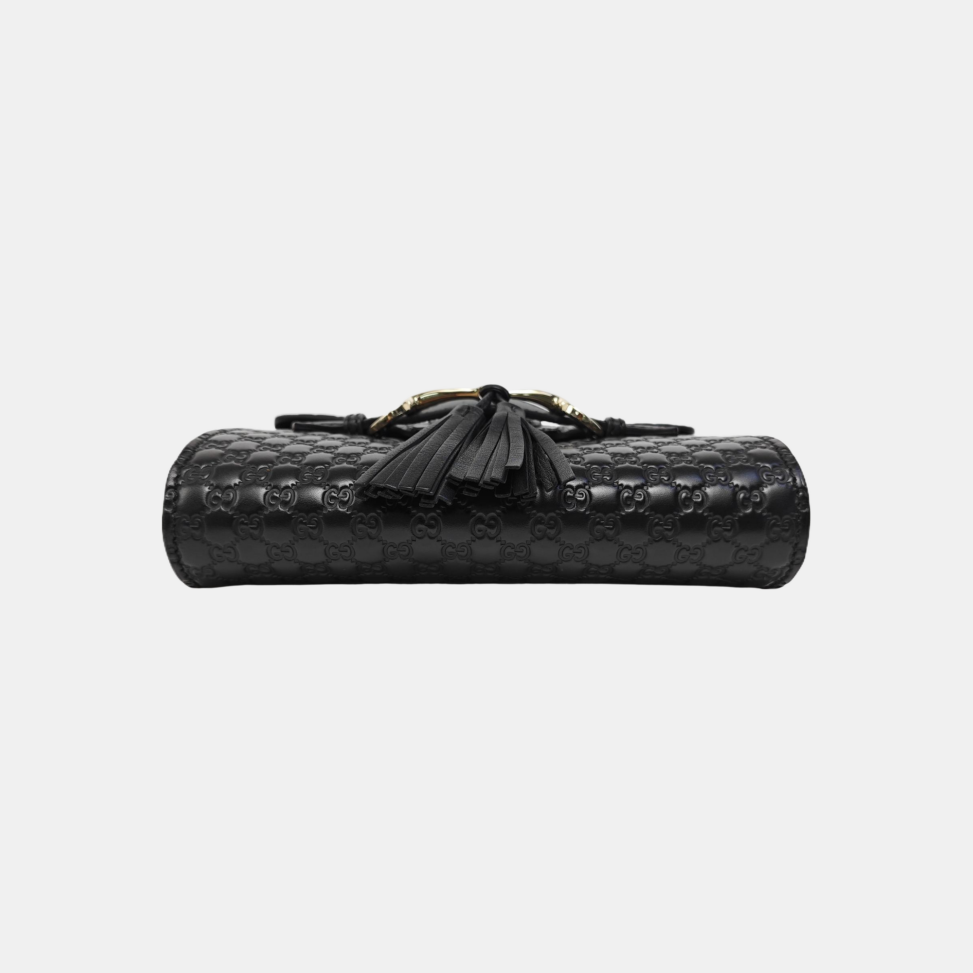 Emily Chain Mini Monogram Calfskin Black