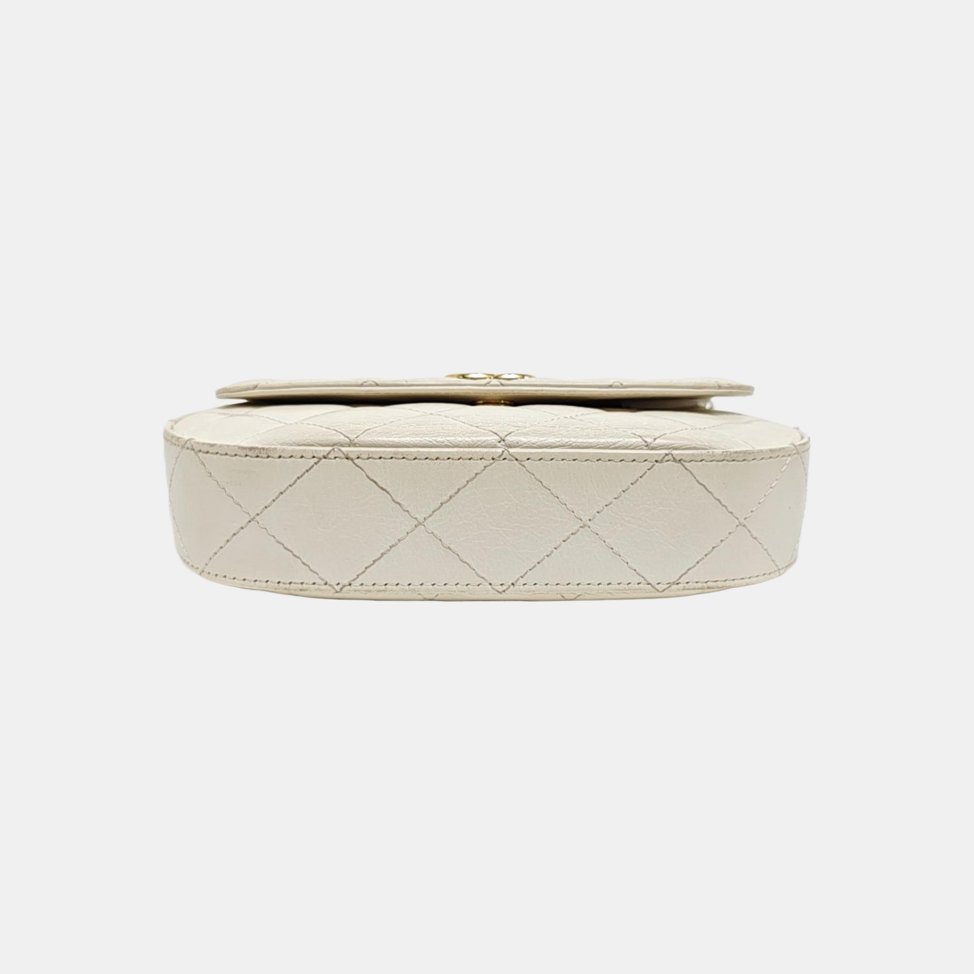 Quilted Calfskin Shoulder Bag White