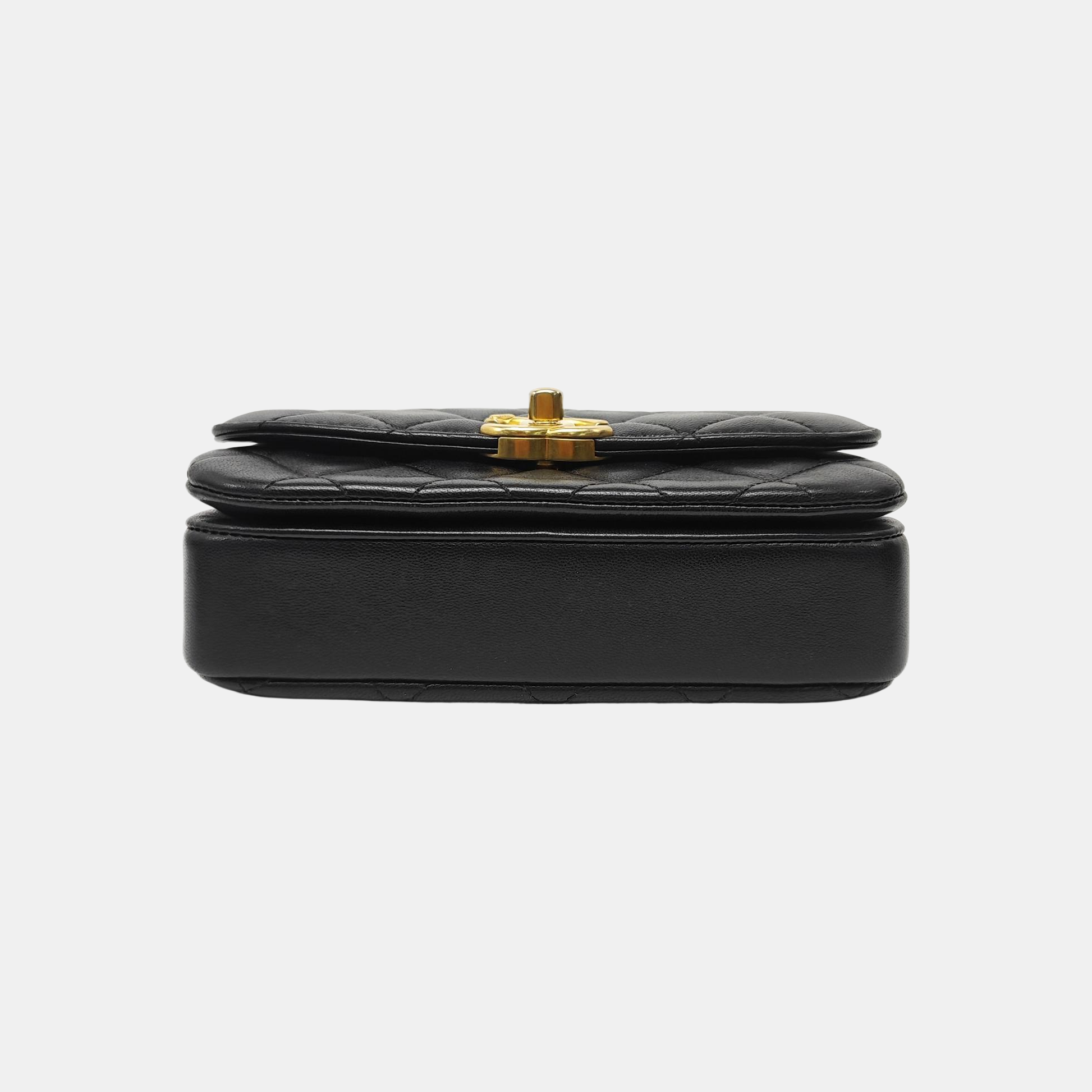 Quilted Lambskin Shoulder Bag Mini Black
