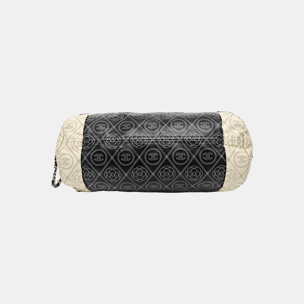 Quilted Coated Canvas Top Handle Bag Black