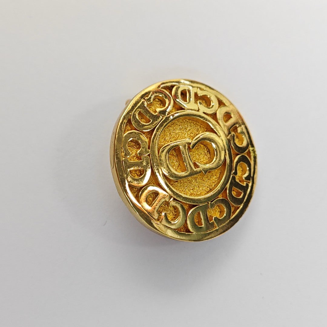 Petit CD Metal Gold Clip On Earrings