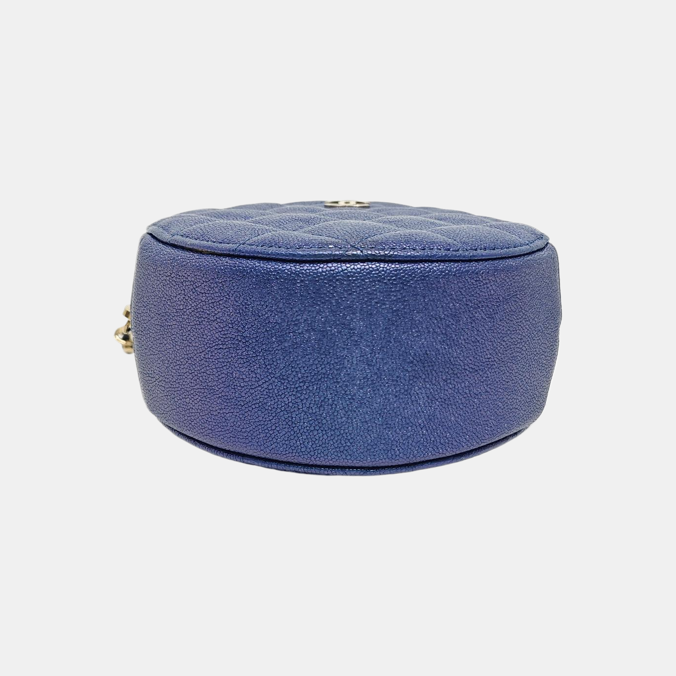 ROUND Quilted Grained Calfskin Blue