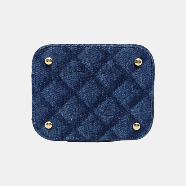 VINTAGE COSMETIC BAGS Quilted Denim Blue
