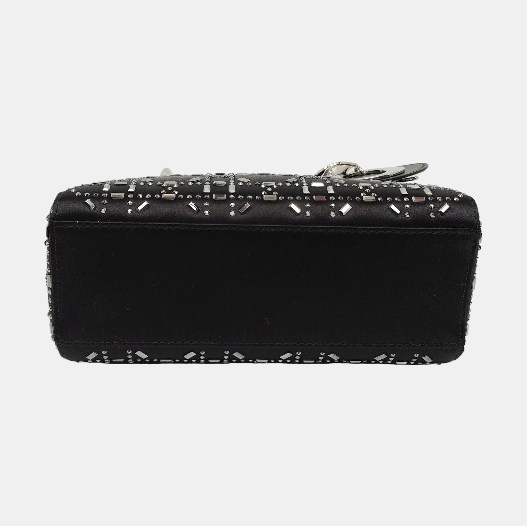 Authenticated pre-owned  Lady Dior Mini Silk Satin Black - Tote Bag at Looply