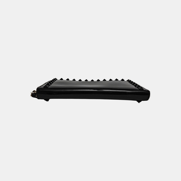Rockstud Patent Leather Black Wallet