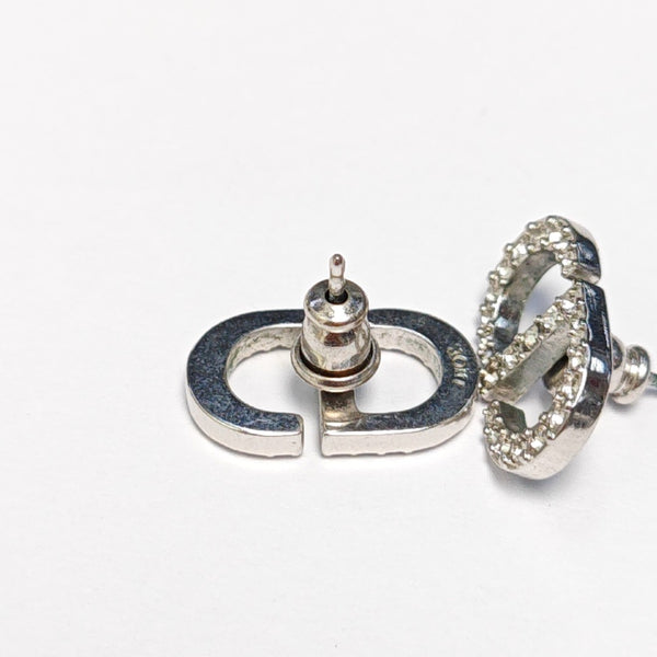 Petit CD Metal Silver Stud Earrings